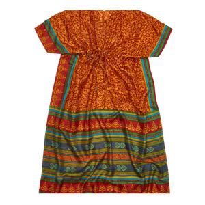 NEW ANCHAL women's vintage silk kaftan in orange